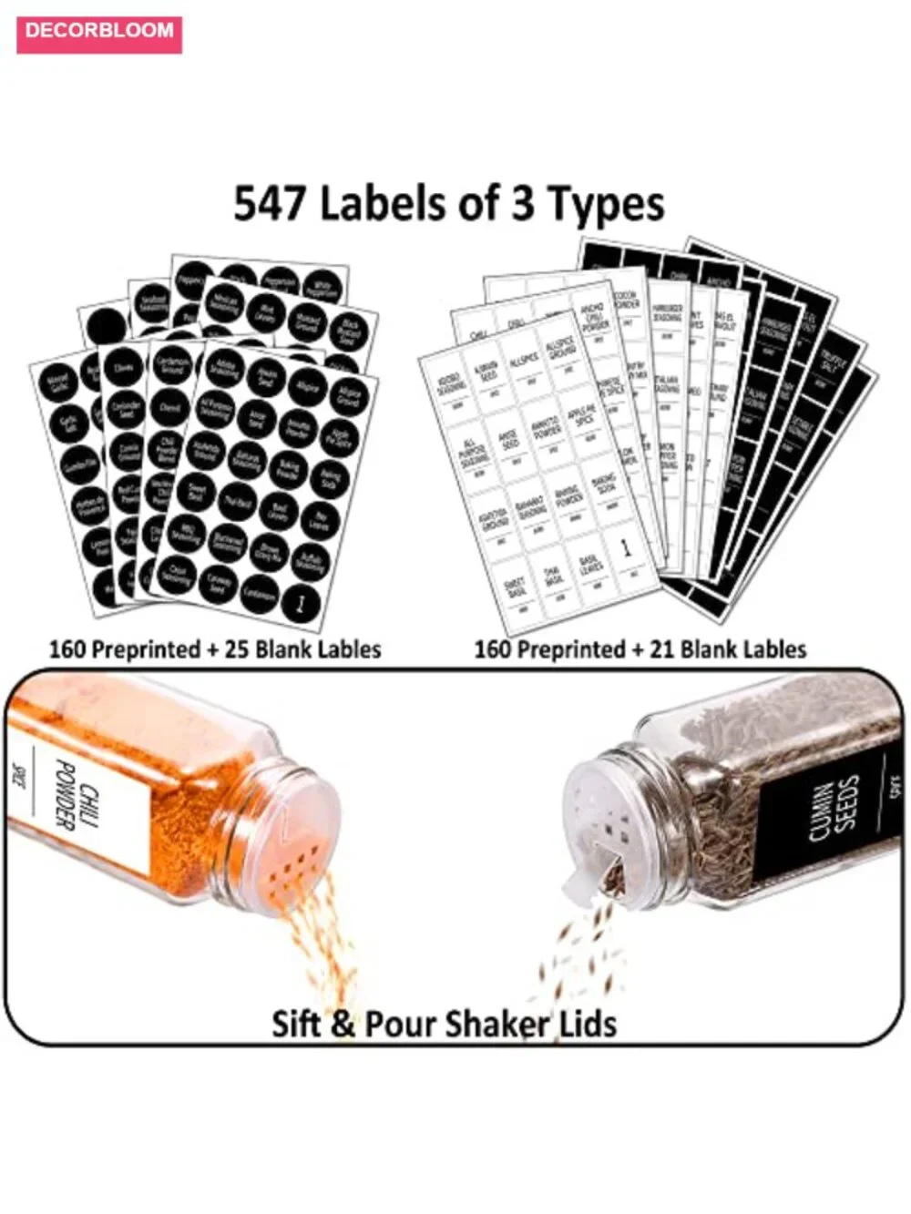 36 Spice Jars with Bamboo Lids, 4 Oz Glass Containers with Shaker Lids, 547